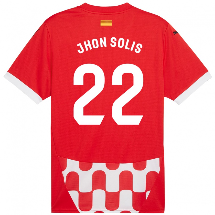 Kandiny Dames Jhon Solís #22 Rood Wit Thuisshirt Thuistenue 2024/25 T-Shirt