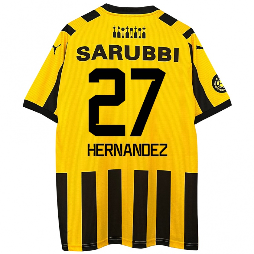 Kandiny Dames Lucas Hernández #27 Geel Zwart Thuisshirt Thuistenue 2024/25 T-Shirt