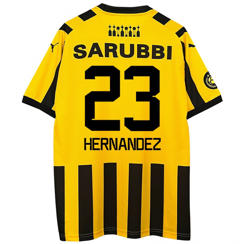 Kandiny Dames Abel Hernández #23 Geel Zwart Thuisshirt Thuistenue 2024/25 T-Shirt