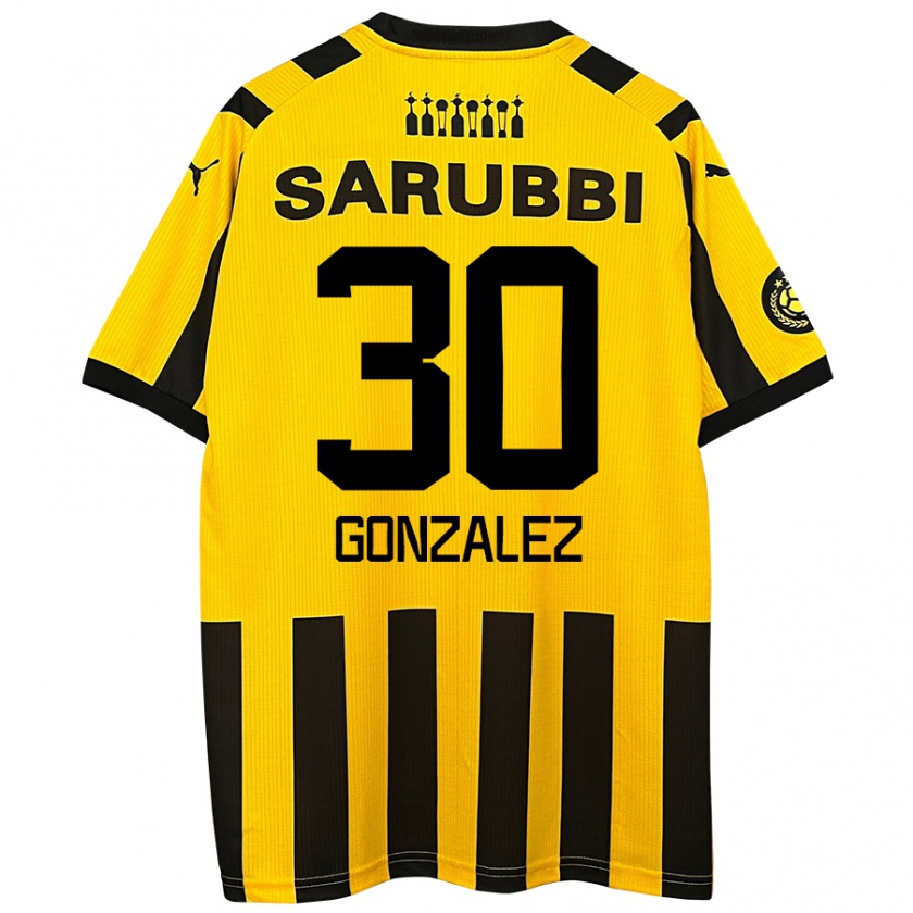 Kandiny Donna Maglia Ángel González #30 Giallo Nero Kit Gara Home 2024/25 Maglietta