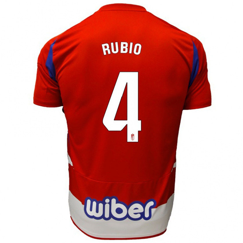 Kandiny Dames Miguel Rubio #4 Rood Wit Blauw Thuisshirt Thuistenue 2024/25 T-Shirt