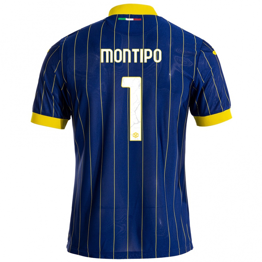 Kandiny Dames Lorenzo Montipò #1 Blauw Geel Thuisshirt Thuistenue 2024/25 T-Shirt