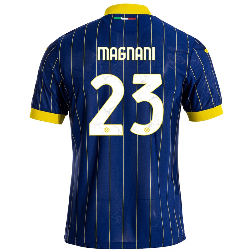 Kandiny Dames Giangiacomo Magnani #23 Blauw Geel Thuisshirt Thuistenue 2024/25 T-Shirt