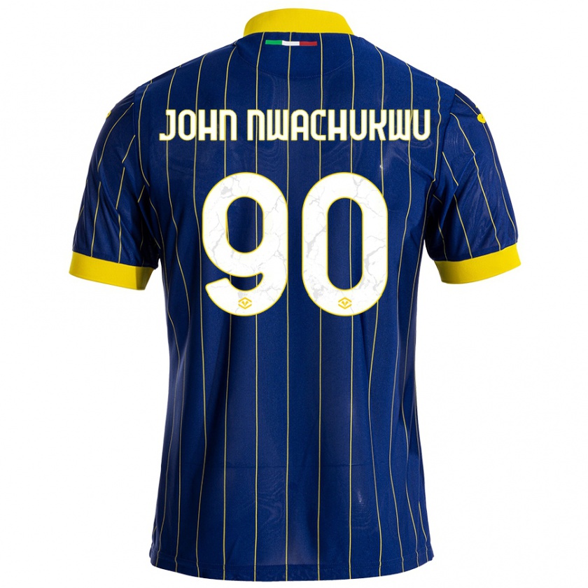 Kandiny Dames Samuel John Nwachukwu #90 Blauw Geel Thuisshirt Thuistenue 2024/25 T-Shirt