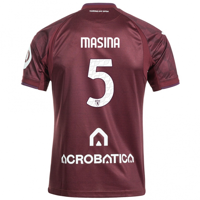 Kandiny Mujer Camiseta Adam Masina #5 Granate Blanco 1ª Equipación 2024/25 La Camisa