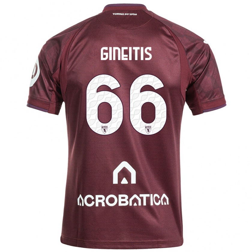 Kandiny Dames Gvidas Gineitis #66 Kastanjebruin Wit Thuisshirt Thuistenue 2024/25 T-Shirt