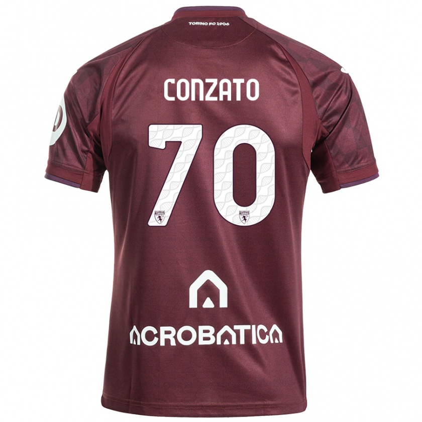 Kandiny Dames Filippo Conzato #70 Kastanjebruin Wit Thuisshirt Thuistenue 2024/25 T-Shirt