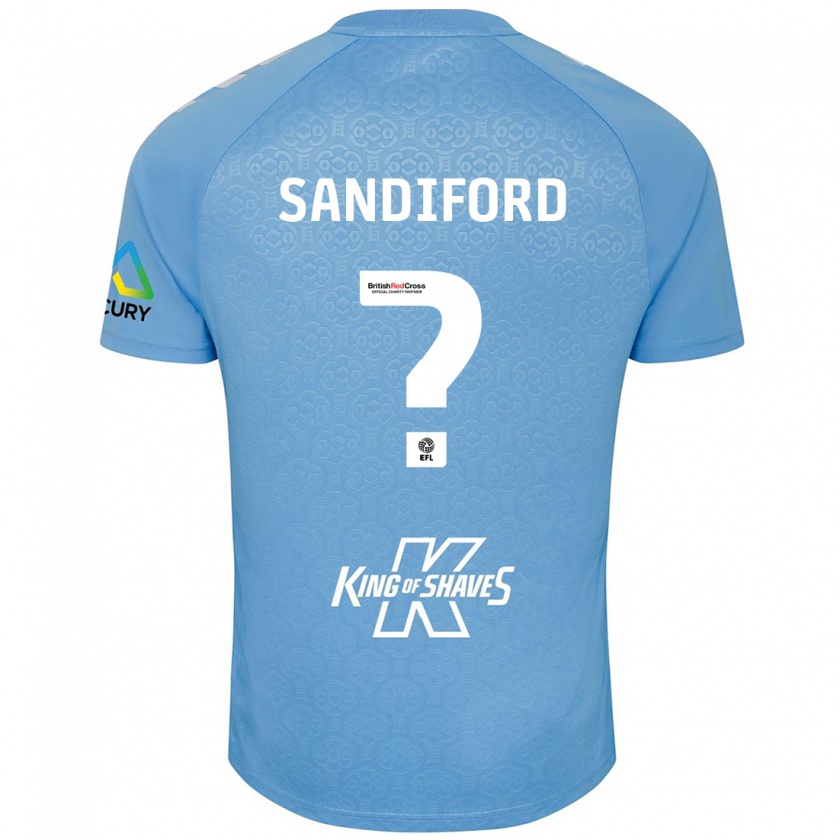 Kandiny Mujer Camiseta Greg Sandiford #0 Azul Blanco 1ª Equipación 2024/25 La Camisa