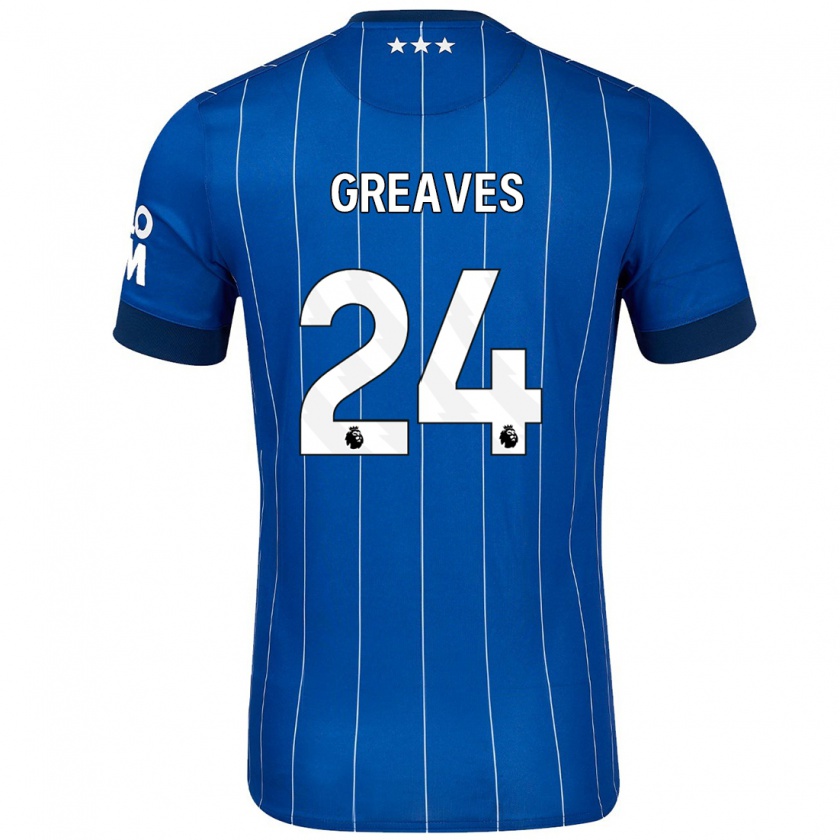 Kandiny Dames Jacob Greaves #24 Marineblauw Thuisshirt Thuistenue 2024/25 T-Shirt