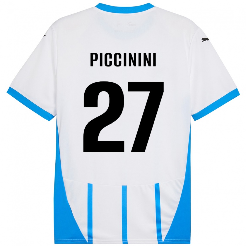 Kandiny Donna Maglia Stefano Piccinini #27 Bianco Blu Kit Gara Away 2024/25 Maglietta