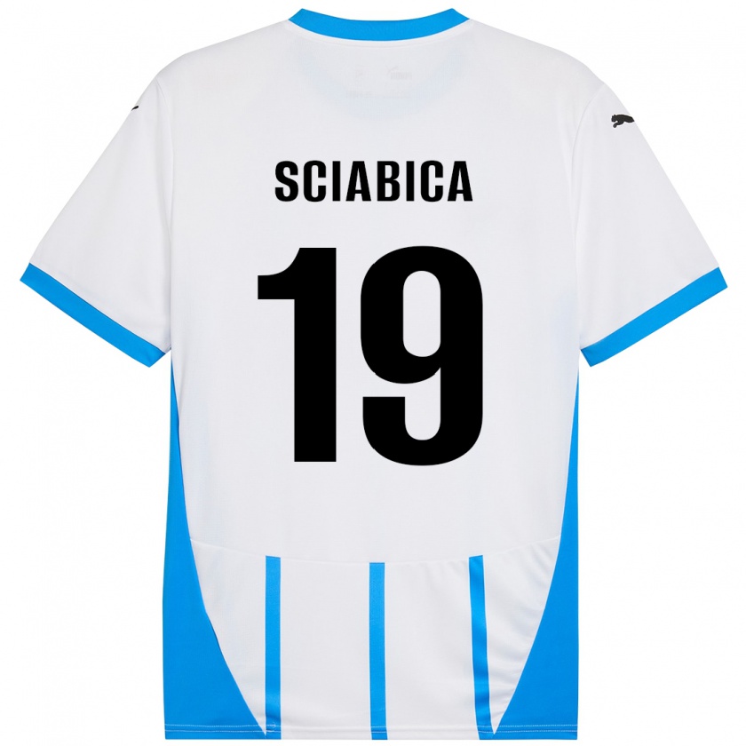 Kandiny Donna Maglia Manuela Sciabica #19 Bianco Blu Kit Gara Away 2024/25 Maglietta