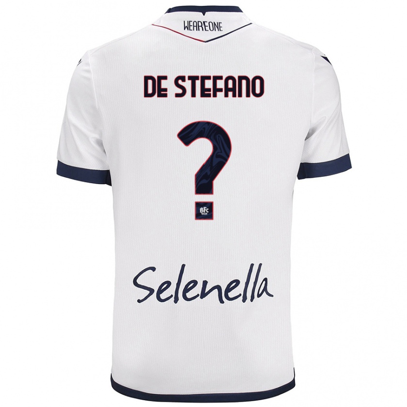 Kandiny Donna Maglia Nicolò De Stefano #0 Bianco Blu Reale Kit Gara Away 2024/25 Maglietta