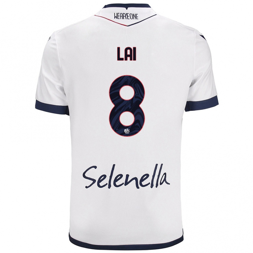 Kandiny Mujer Camiseta Luca Lai #8 Blanco Azul Real 2ª Equipación 2024/25 La Camisa México