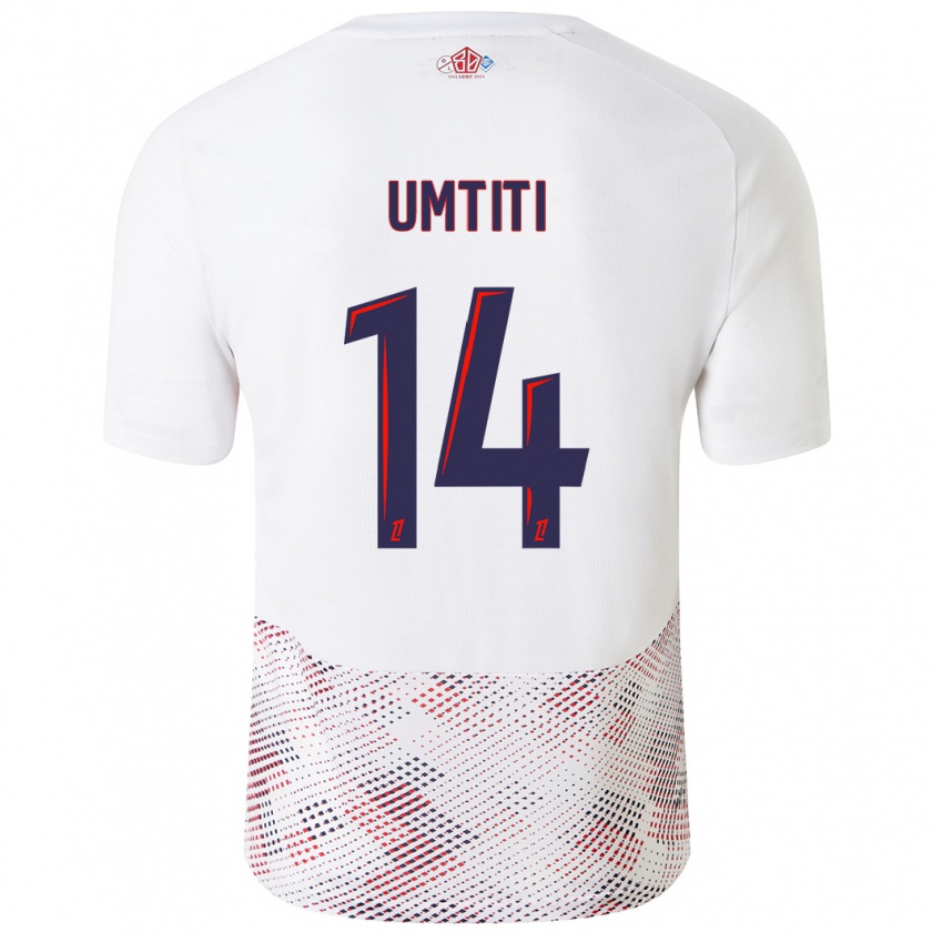 Kandiny Dames Samuel Umtiti #14 Wit Koningsblauw Uitshirt Uittenue 2024/25 T-Shirt