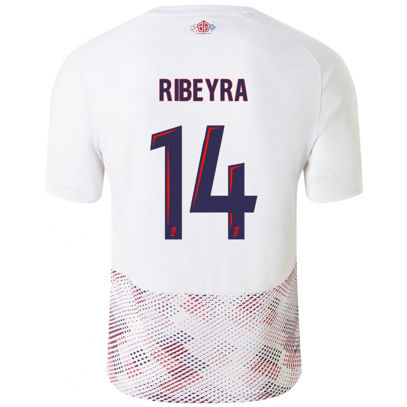 Kandiny Mujer Camiseta Anaïs Ribeyra #14 Blanco Azul Real 2ª Equipación 2024/25 La Camisa