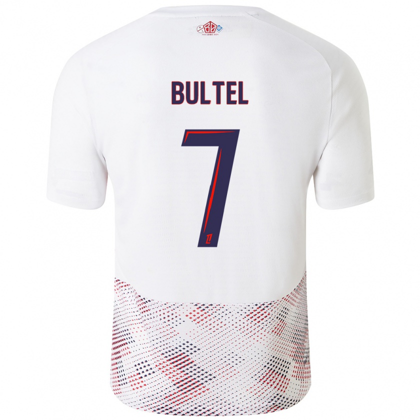 Kandiny Mujer Camiseta Ludivine Bultel #7 Blanco Azul Real 2ª Equipación 2024/25 La Camisa