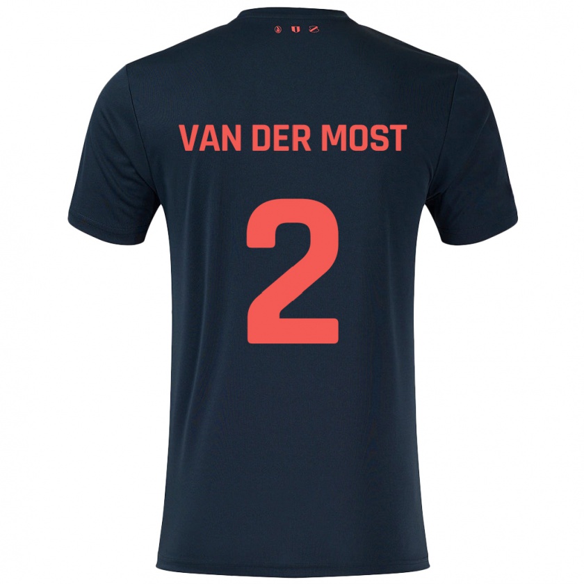 Kandiny Donna Maglia Liza Van Der Most #2 Nero Rosso Kit Gara Away 2024/25 Maglietta