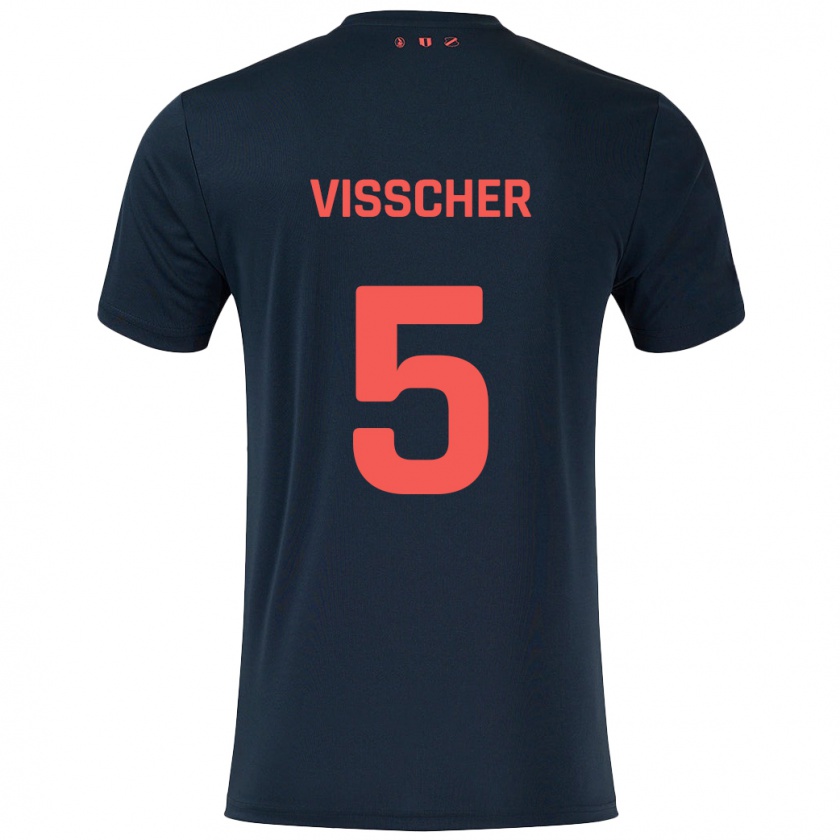 Kandiny Mujer Camiseta Amber Visscher #5 Negro Rojo 2ª Equipación 2024/25 La Camisa México