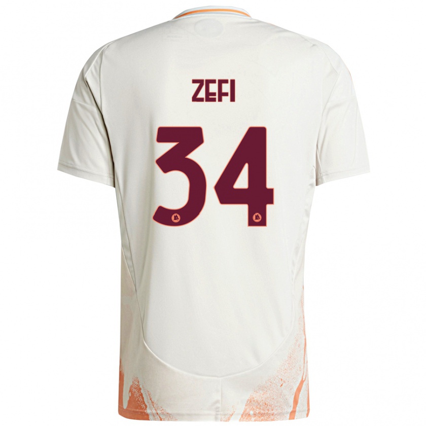 Kandiny Dames Kevin Zefi #34 Crème Wit Oranje Uitshirt Uittenue 2024/25 T-Shirt