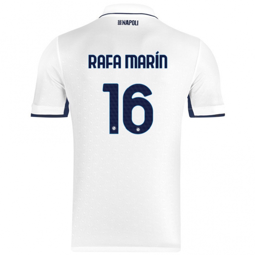 Kandiny Mujer Camiseta Rafa Marín #16 Blanco Azul Real 2ª Equipación 2024/25 La Camisa