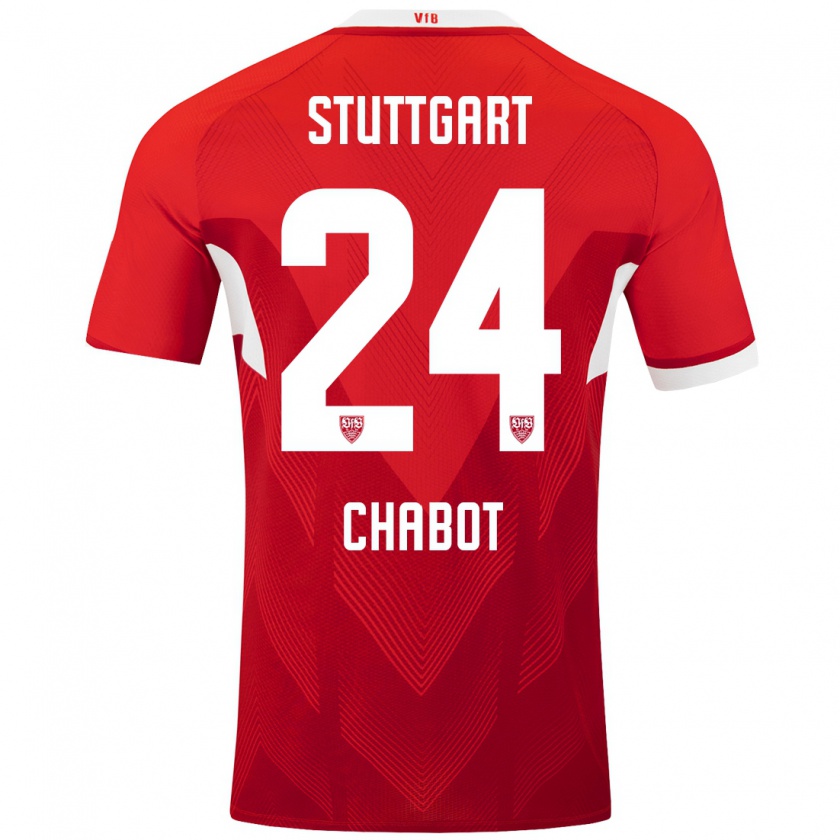 Kandiny Dames Jeff Chabot #24 Rood Wit Uitshirt Uittenue 2024/25 T-Shirt