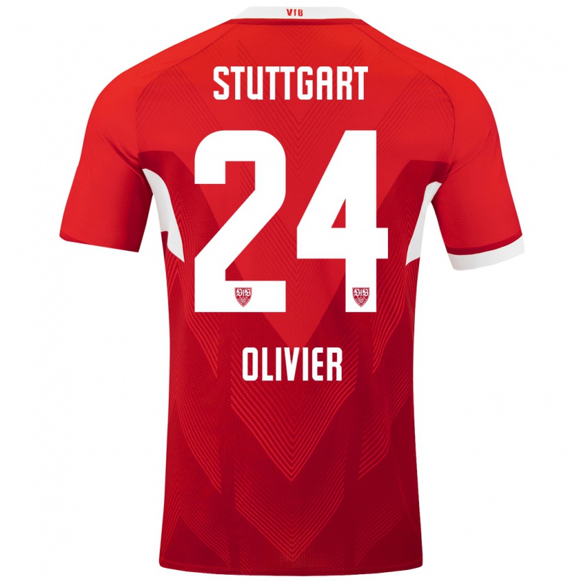 Kandiny Dames Christopher Olivier #24 Rood Wit Uitshirt Uittenue 2024/25 T-Shirt