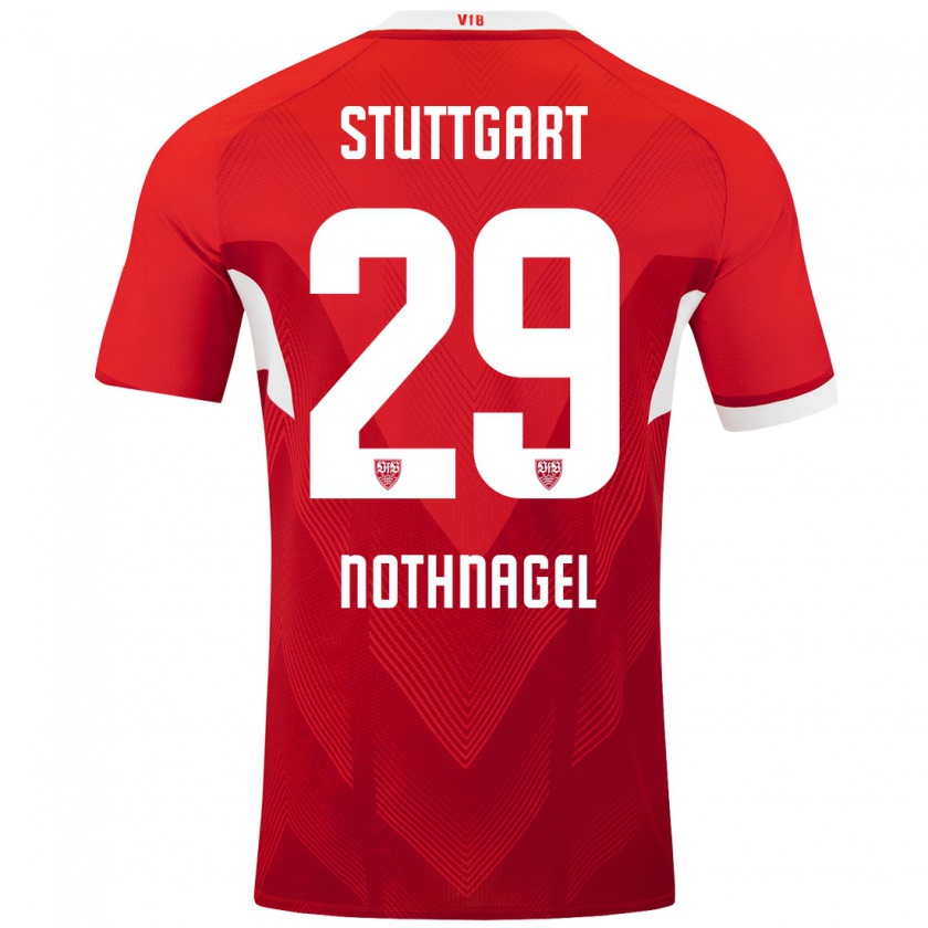 Kandiny Dames Dominik Nothnagel #29 Rood Wit Uitshirt Uittenue 2024/25 T-Shirt