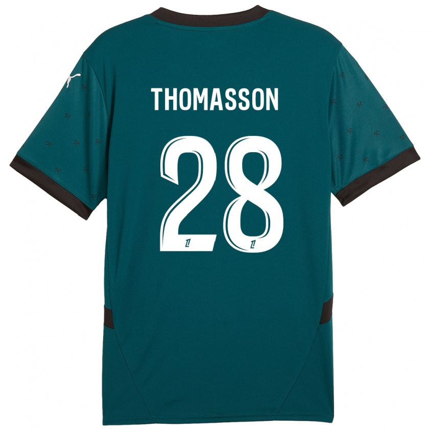 Kandiny Donna Maglia Adrien Thomasson #28 Verde Scuro Kit Gara Away 2024/25 Maglietta