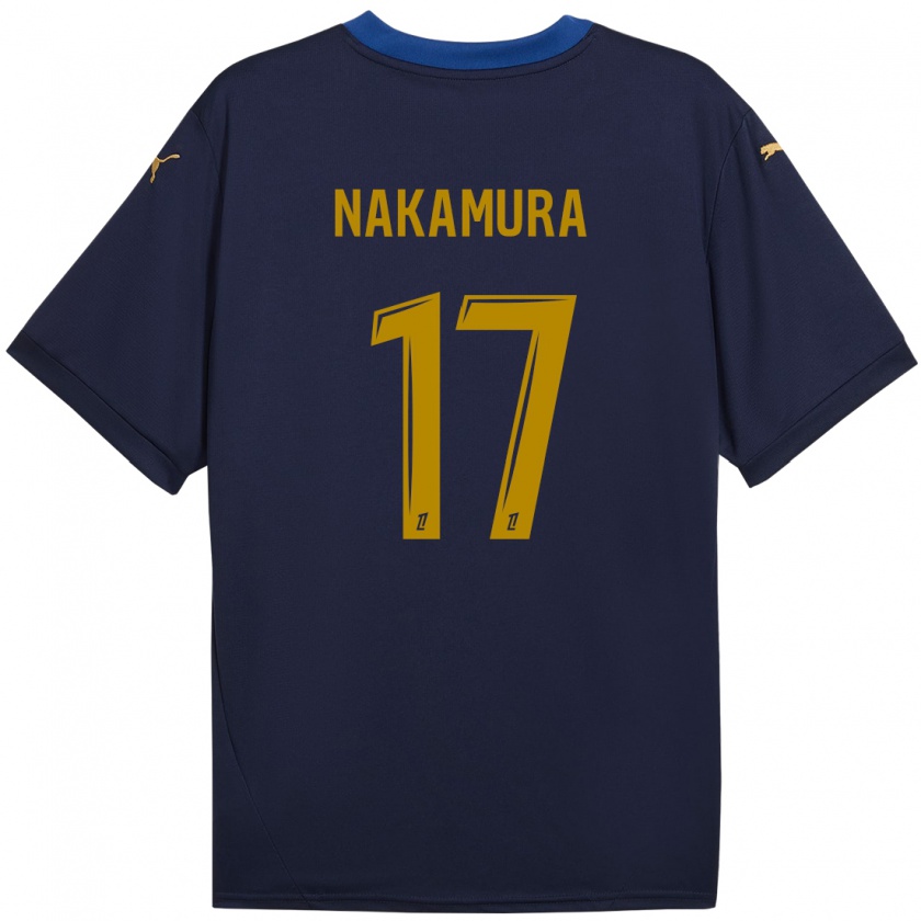 Kandiny Mujer Camiseta Keito Nakamura #17 Azul Marino Dorado 2ª Equipación 2024/25 La Camisa