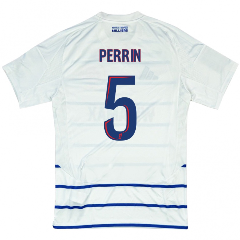 Kandiny Mujer Camiseta Lucas Perrin #5 Blanco Azul 2ª Equipación 2024/25 La Camisa