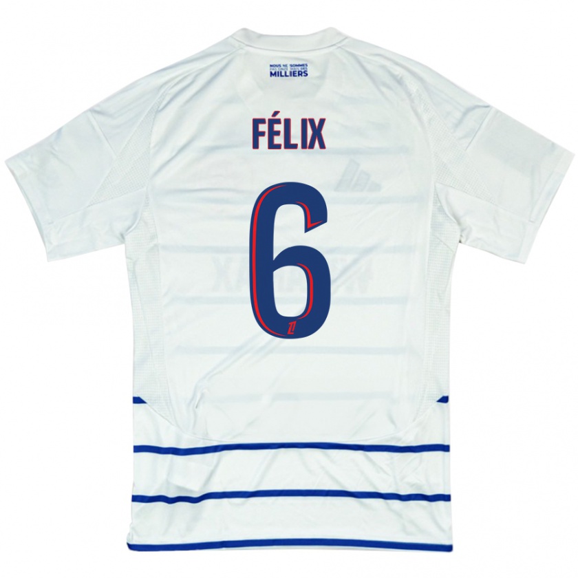 Kandiny Donna Maglia Félix Lemaréchal #6 Bianco Blu Kit Gara Away 2024/25 Maglietta