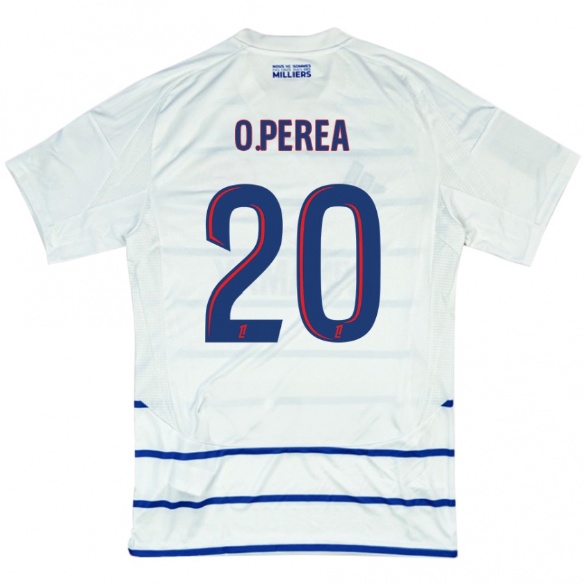 Kandiny Donna Maglia Óscar Perea #20 Bianco Blu Kit Gara Away 2024/25 Maglietta