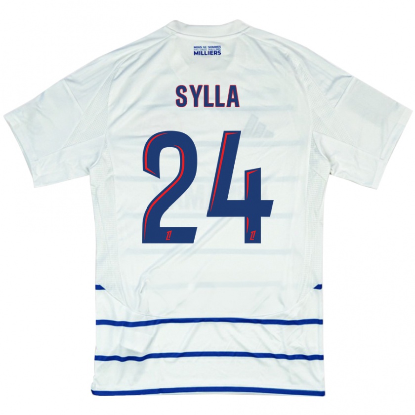 Kandiny Donna Maglia Abakar Sylla #24 Bianco Blu Kit Gara Away 2024/25 Maglietta