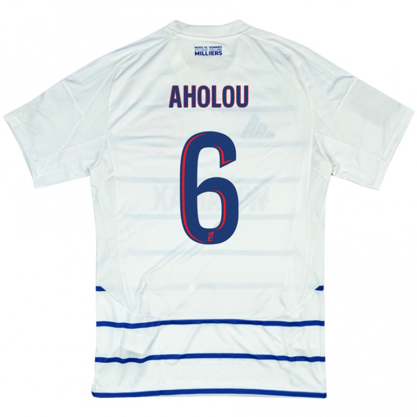 Kandiny Donna Maglia Jean-Eudes Aholou #6 Bianco Blu Kit Gara Away 2024/25 Maglietta