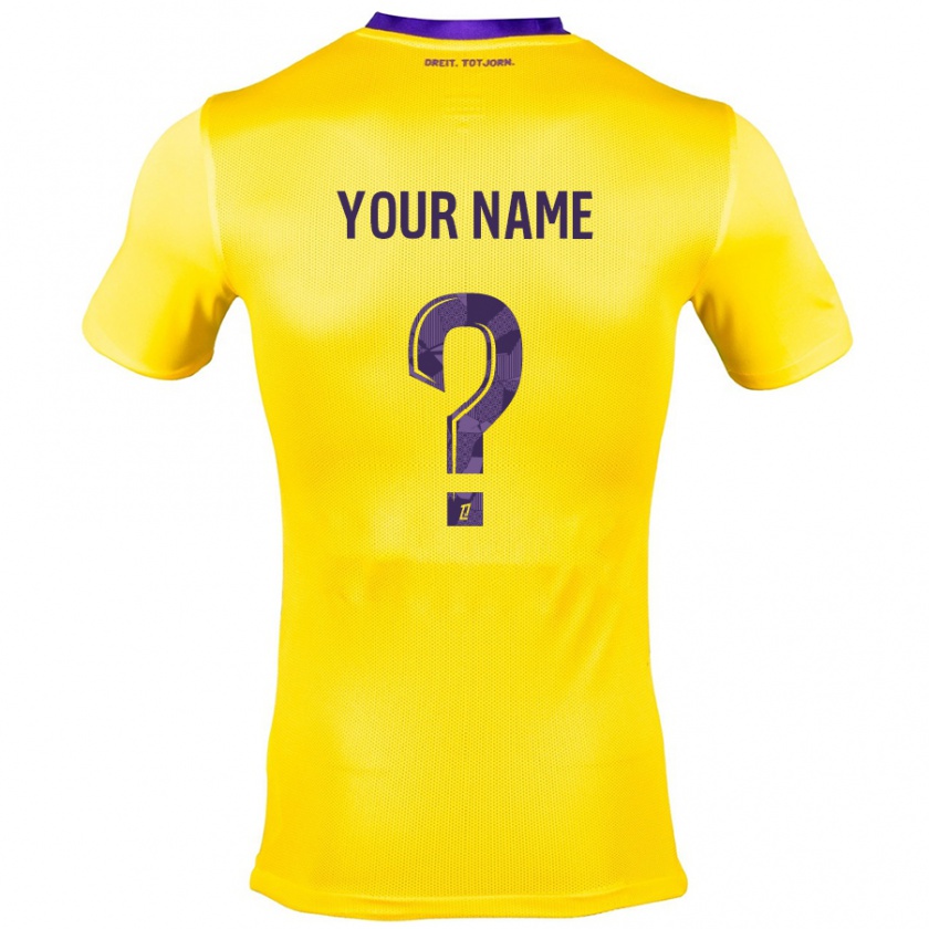 Kandiny Donna Maglia Il Tuo Nome #0 Giallo Viola Kit Gara Away 2024/25 Maglietta