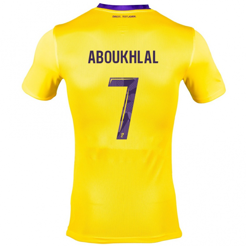 Kandiny Mujer Camiseta Zakaria Aboukhlal #7 Amarillo Morado 2ª Equipación 2024/25 La Camisa