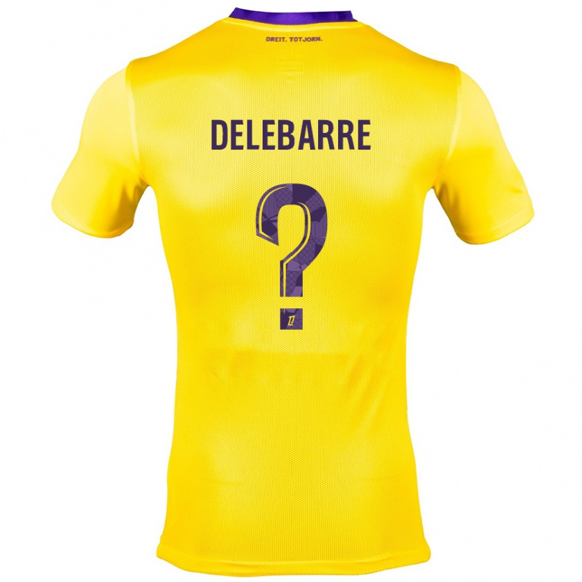 Kandiny Donna Maglia Mathis Delebarre #0 Giallo Viola Kit Gara Away 2024/25 Maglietta