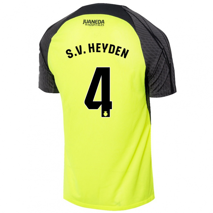 Kandiny Dames Siebe Van Der Heyden #4 Fluorescerend Groen Zwart Uitshirt Uittenue 2024/25 T-Shirt