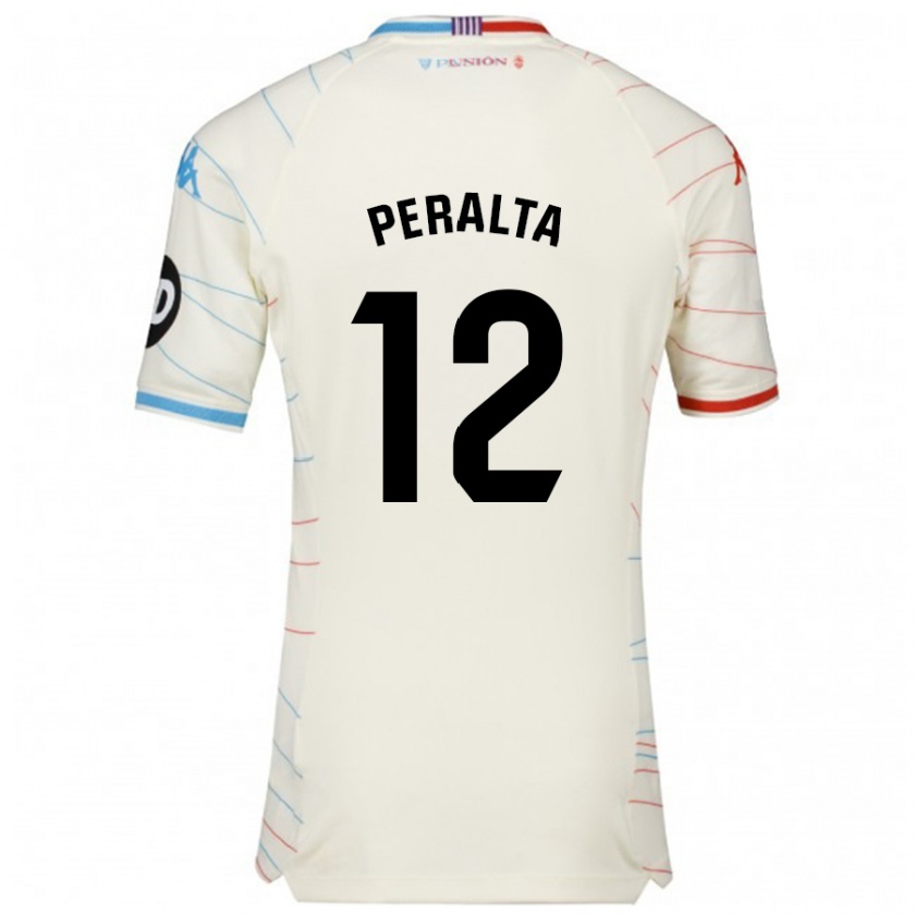 Kandiny Donna Maglia Fernando Peralta #12 Bianco Rosso Blu Kit Gara Away 2024/25 Maglietta