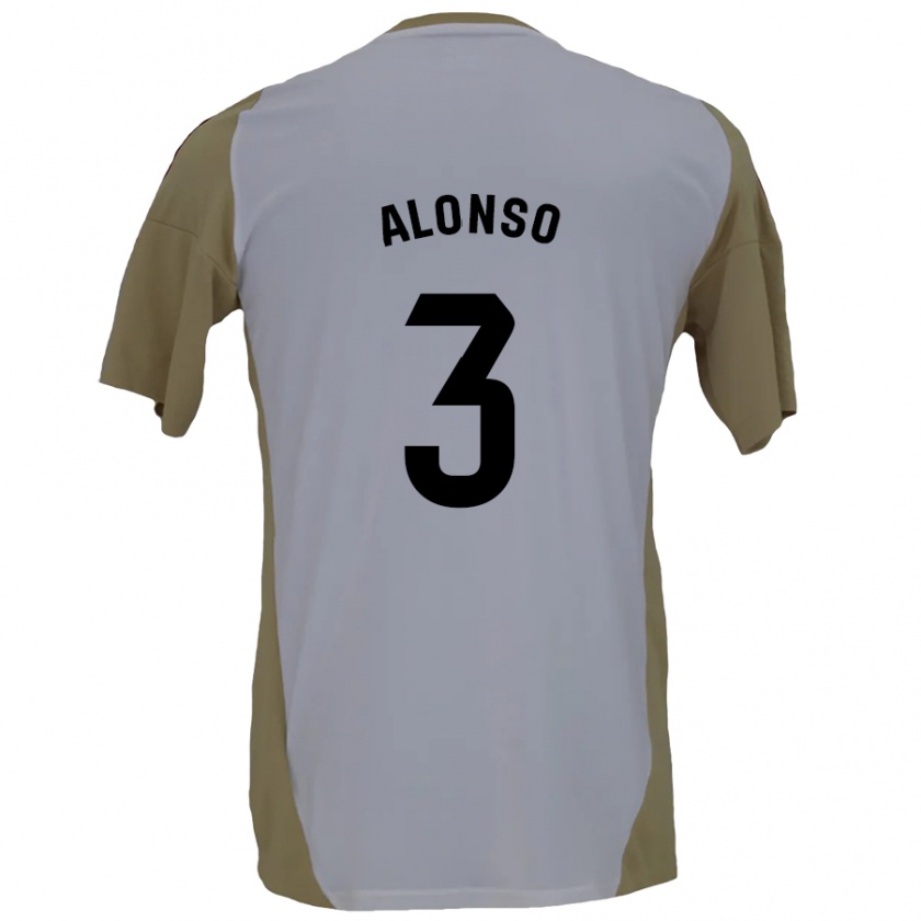 Kandiny Mujer Camiseta Julio Alonso #3 Marrón Blanco 2ª Equipación 2024/25 La Camisa