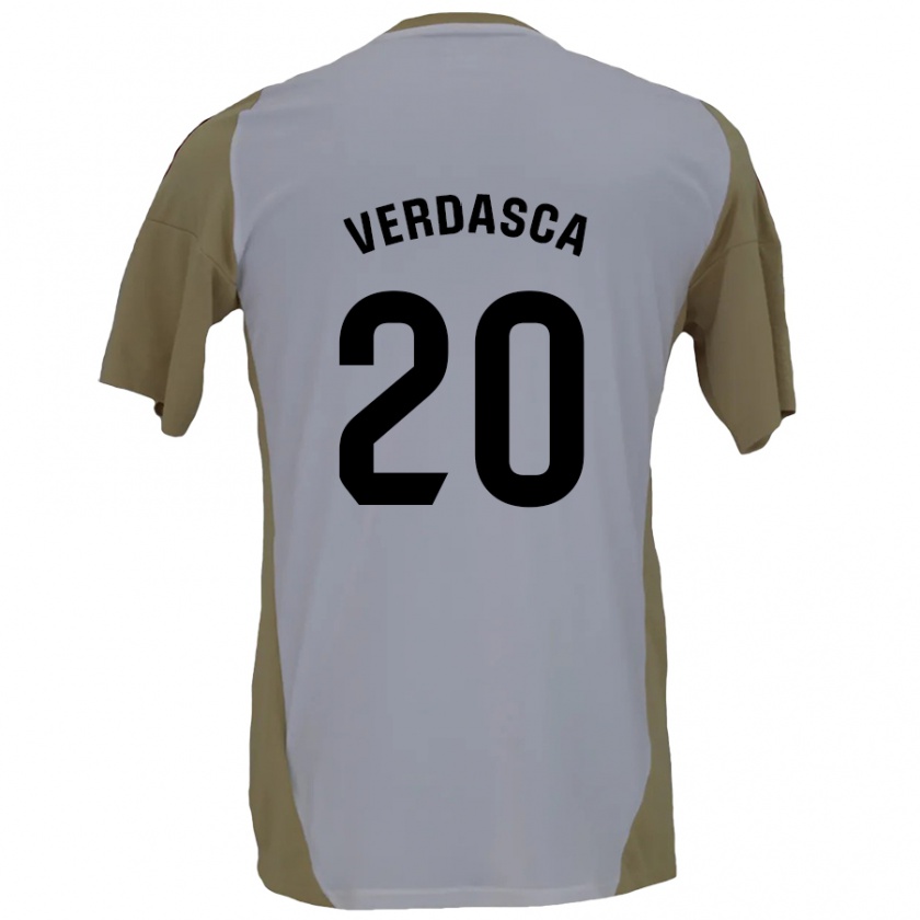 Kandiny Mujer Camiseta Diogo Verdasca #20 Marrón Blanco 2ª Equipación 2024/25 La Camisa