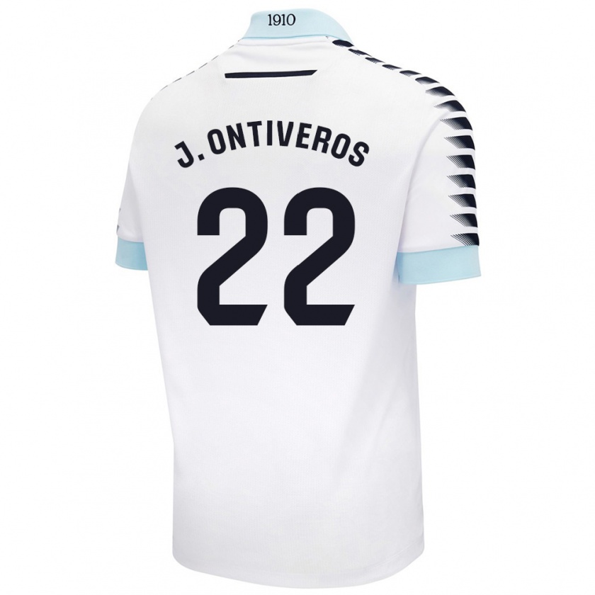 Kandiny Dames Javi Ontiveros #22 Wit Blauw Uitshirt Uittenue 2024/25 T-Shirt