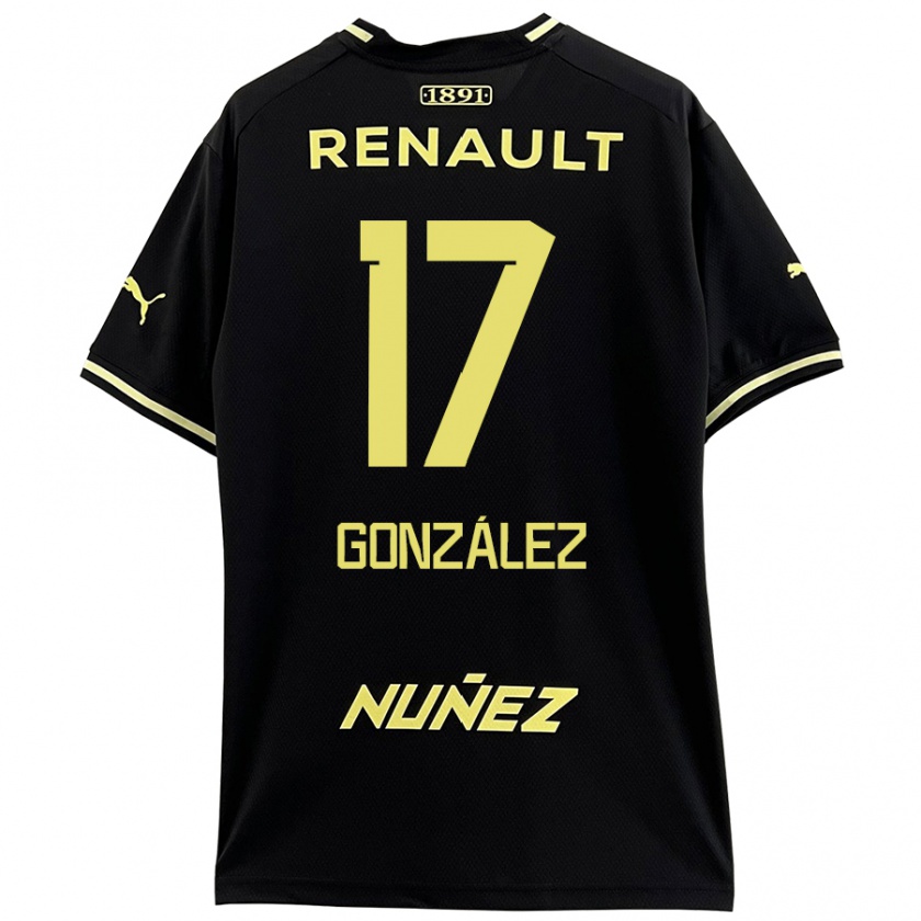 Kandiny Mujer Camiseta Luciano González #17 Negro Amarillo 2ª Equipación 2024/25 La Camisa México