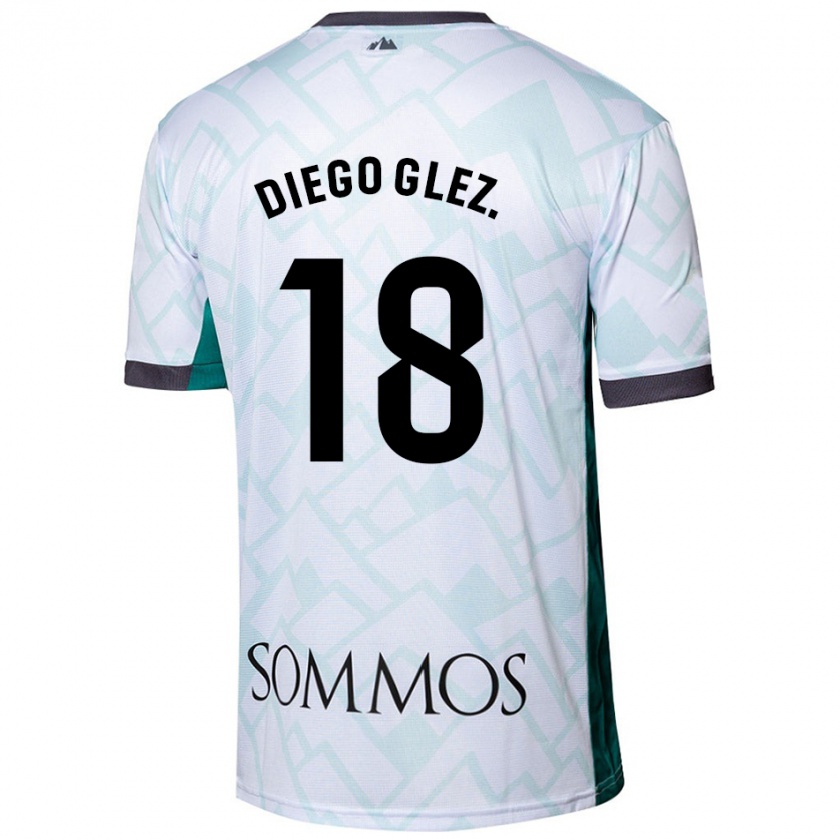 Kandiny Dames Diego González #18 Wit Groen Uitshirt Uittenue 2024/25 T-Shirt België