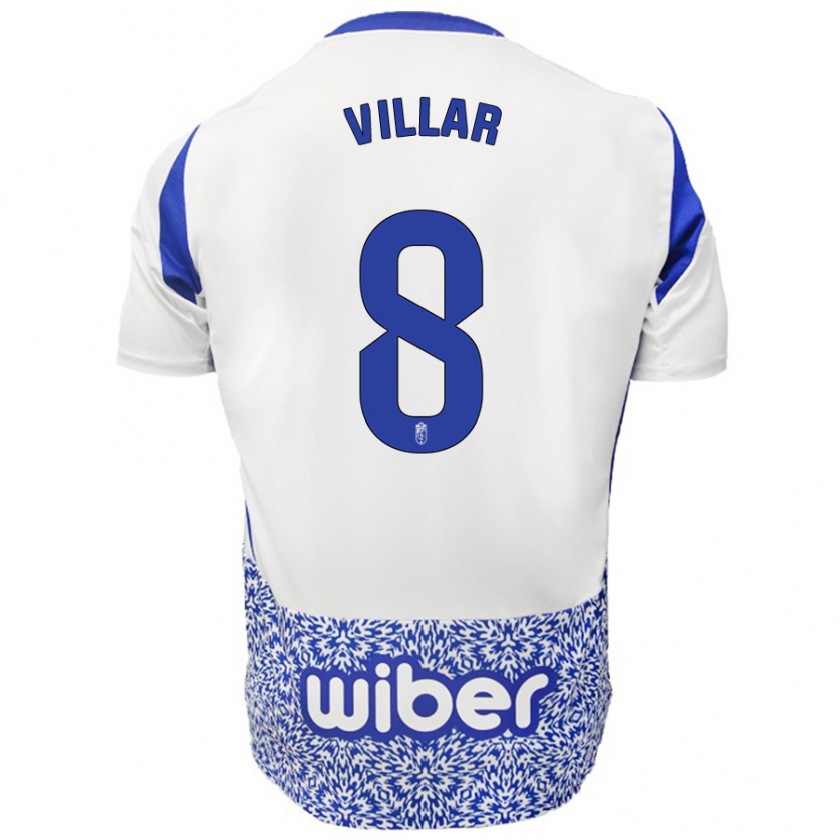 Kandiny Dames Gonzalo Villar #8 Wit Blauw Uitshirt Uittenue 2024/25 T-Shirt