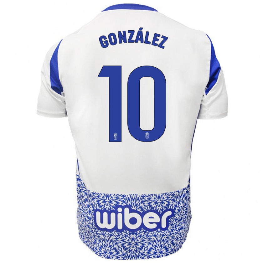 Kandiny Dames Mario González #10 Wit Blauw Uitshirt Uittenue 2024/25 T-Shirt