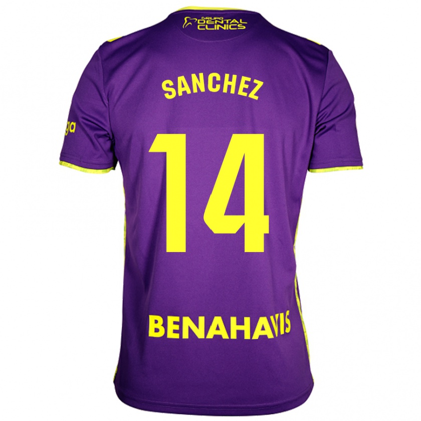 Kandiny Dames Rubén Sánchez #14 Paars Geel Uitshirt Uittenue 2024/25 T-Shirt België