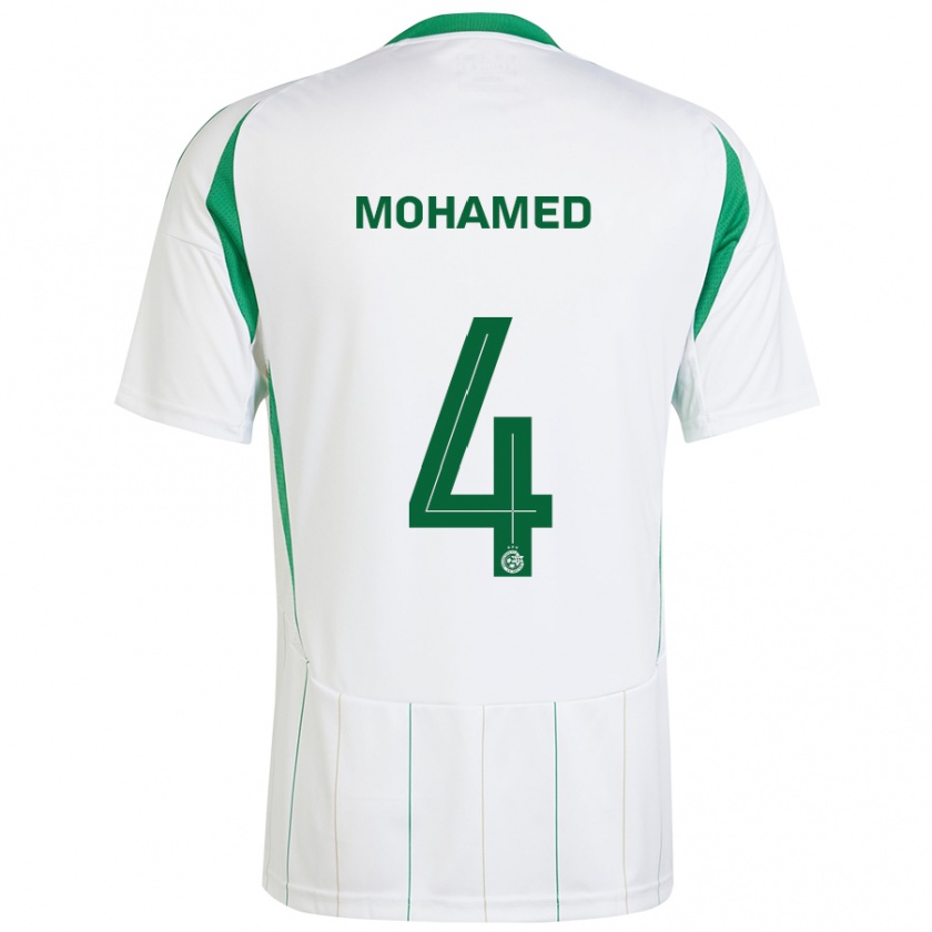 Kandiny Mujer Camiseta Ali Mohamed #4 Blanco Verde 2ª Equipación 2024/25 La Camisa