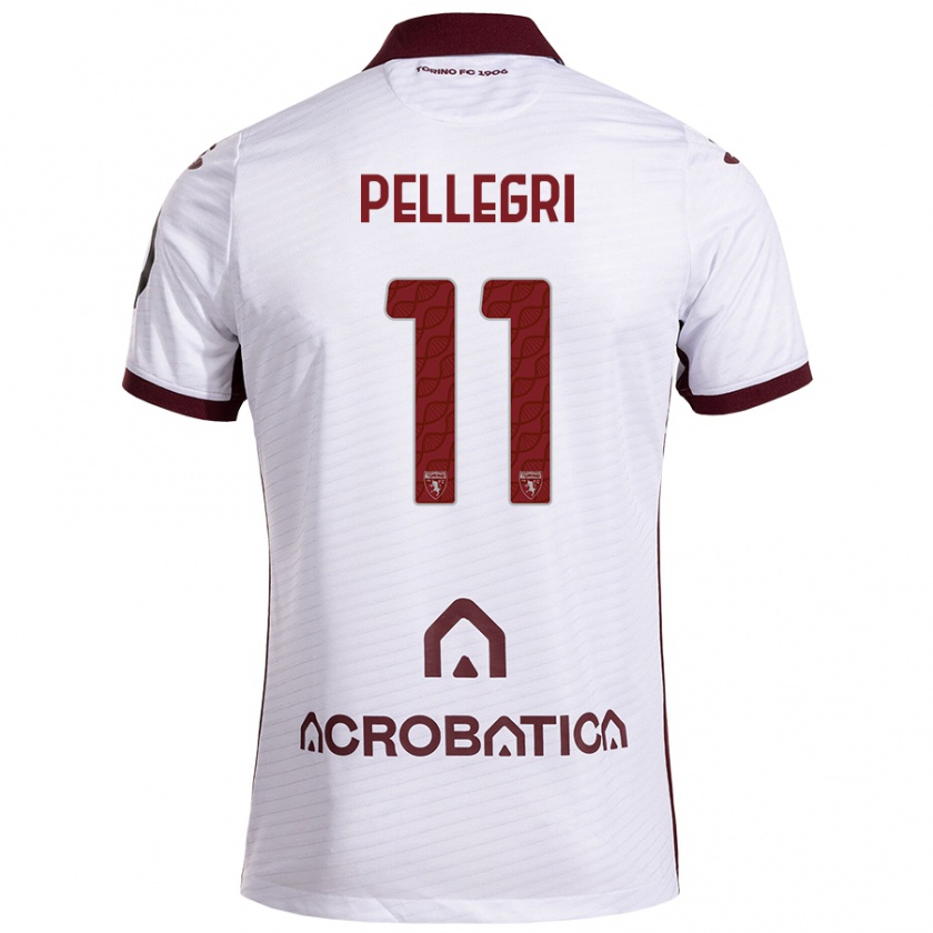 Kandiny Mujer Camiseta Pietro Pellegri #11 Blanco Granate 2ª Equipación 2024/25 La Camisa