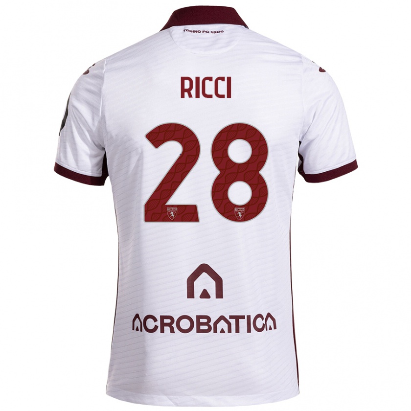 Kandiny Donna Maglia Samuele Ricci #28 Bianco Marrone Kit Gara Away 2024/25 Maglietta